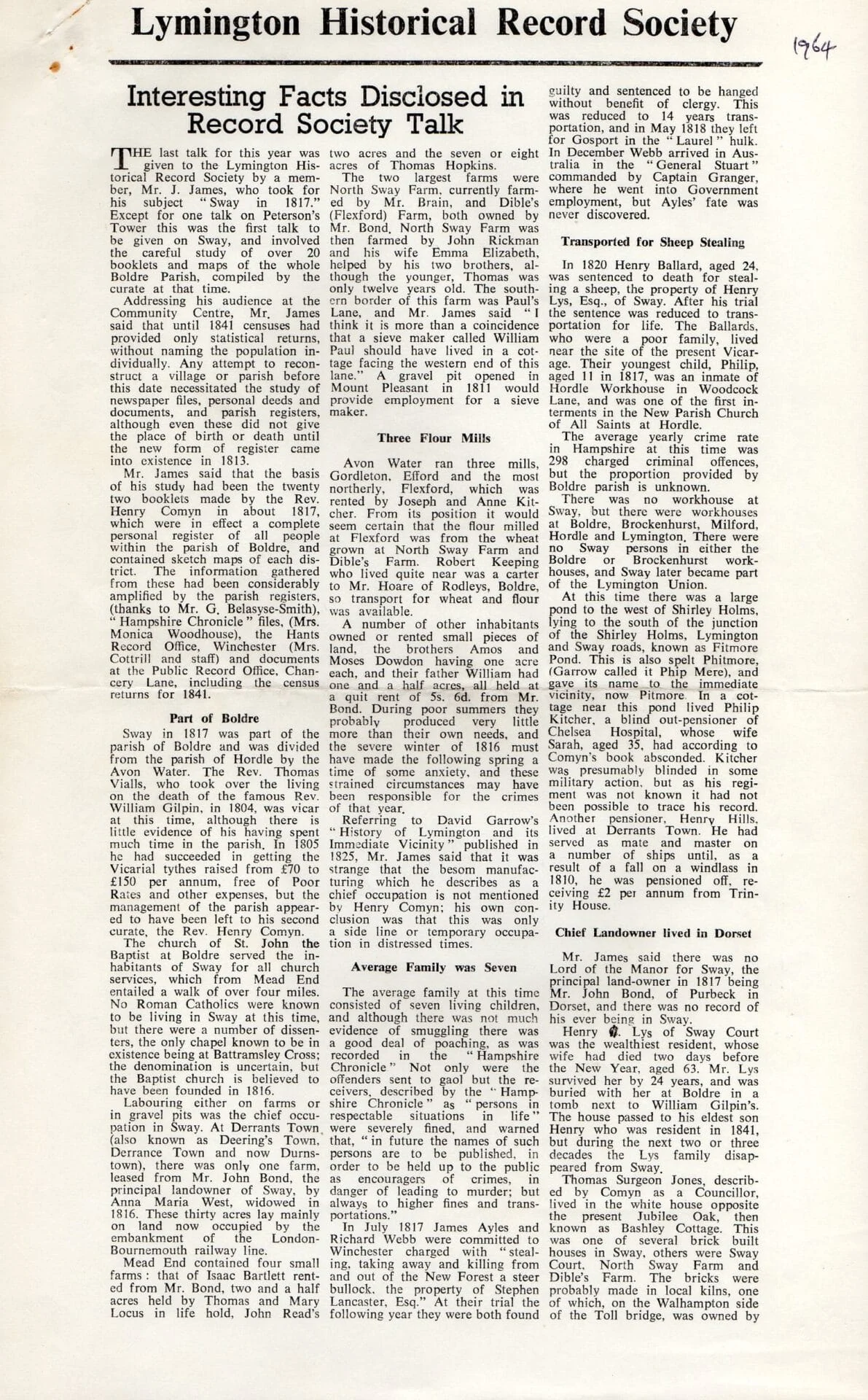 paper on interesting facts disclosed 1964