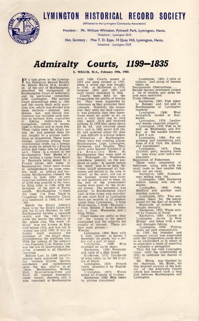Admiralty Courts paper