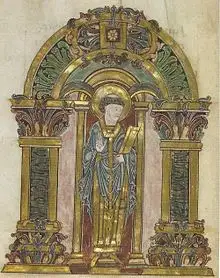Image of st. Swithun. Benedictional of st. Ethelwold